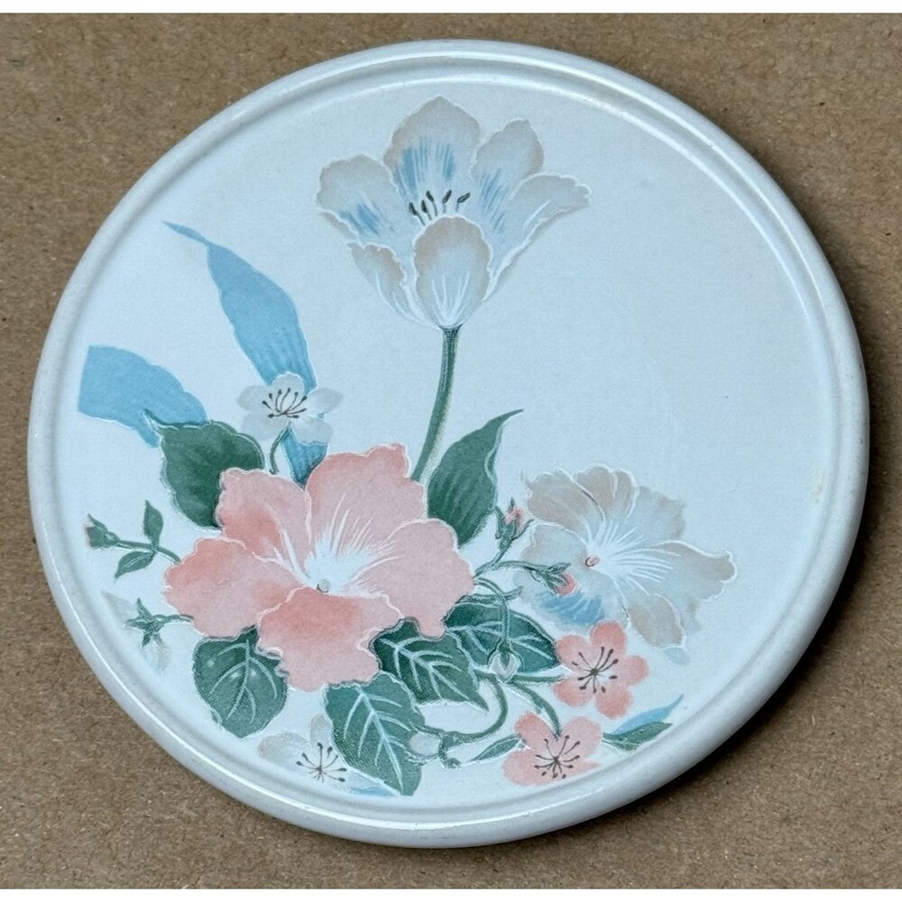 Vintage‎ Butter Pat Plate White Pastel Floral Dish Mid-Century Cottage Farmhouse